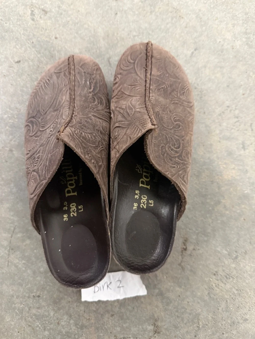 Birkenstock Brown Embossed Slip-On Clogs